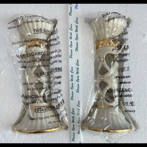 Florentine and pearl candlesticks, pair